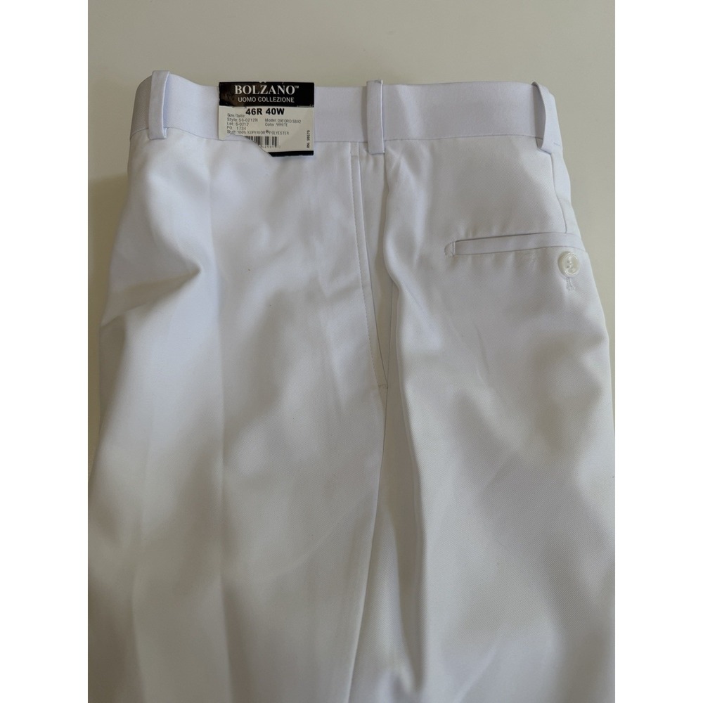 Bolzano Mens Dress Pants 40W 31L White Flat Front NWT.      5267